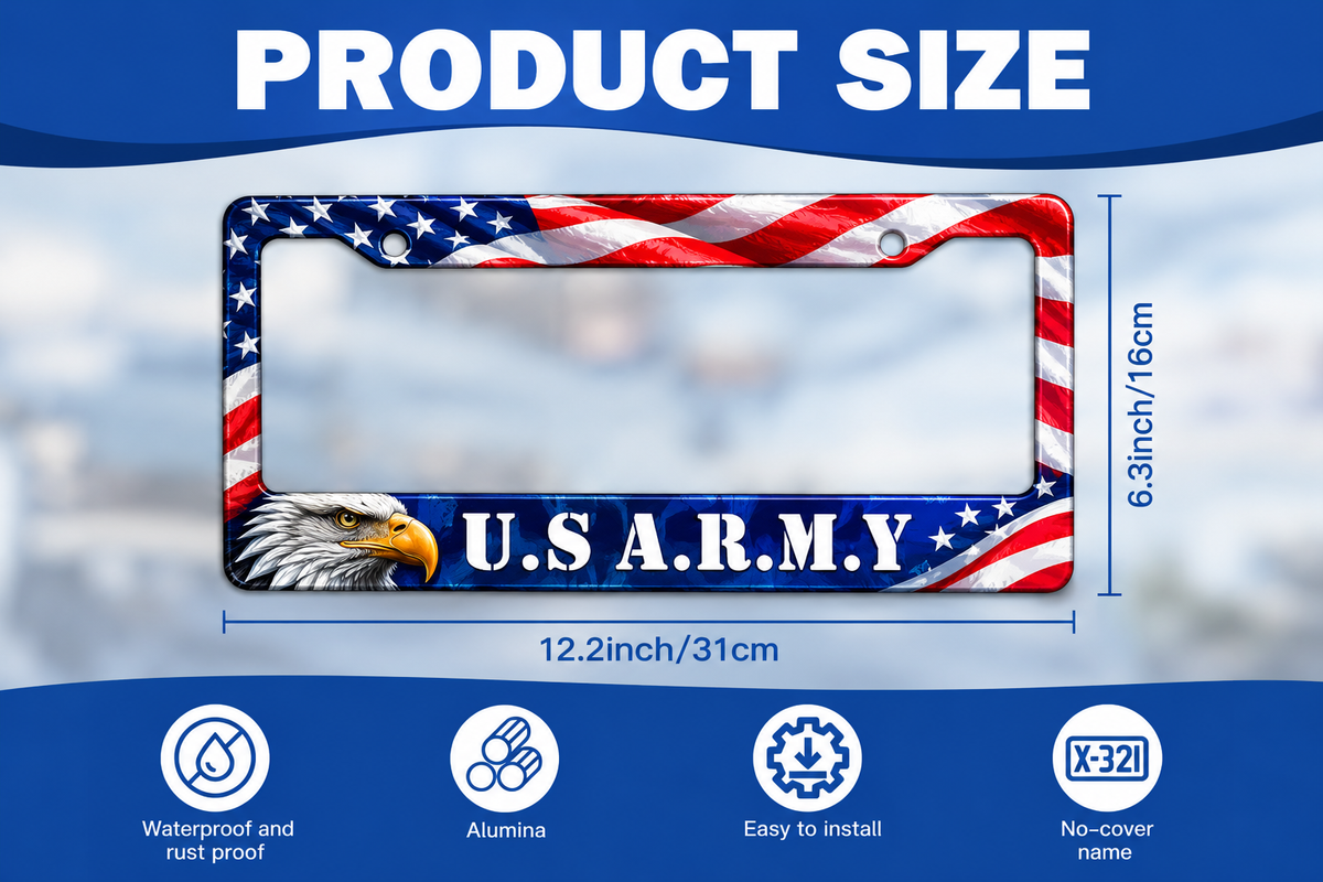 Military personalized license plate frame