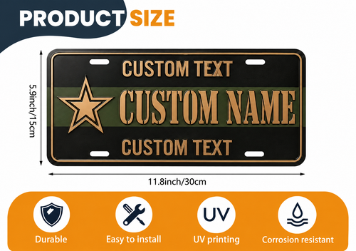 Military-style personalized vehicle license plate