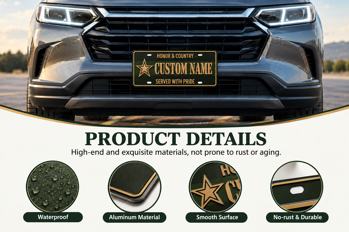 Military-style personalized vehicle license plate