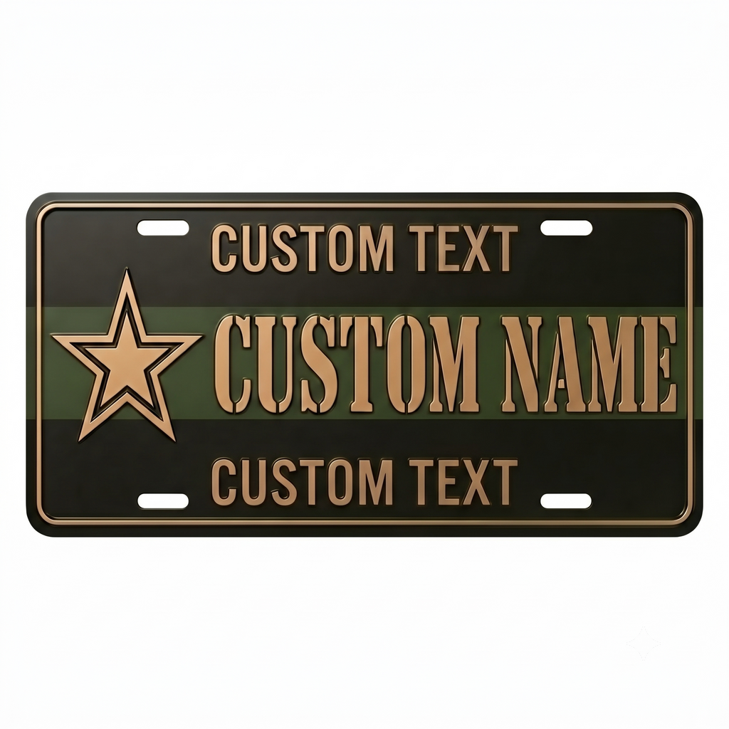 Military-style personalized vehicle license plate
