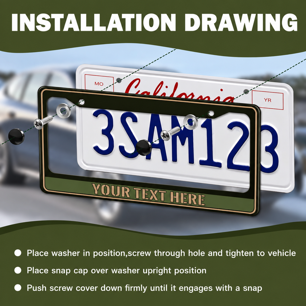 Military personalized license plate frame