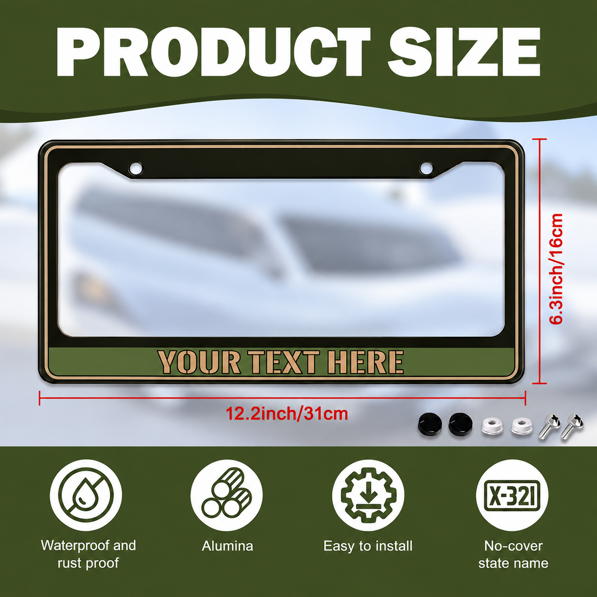 Military personalized license plate frame