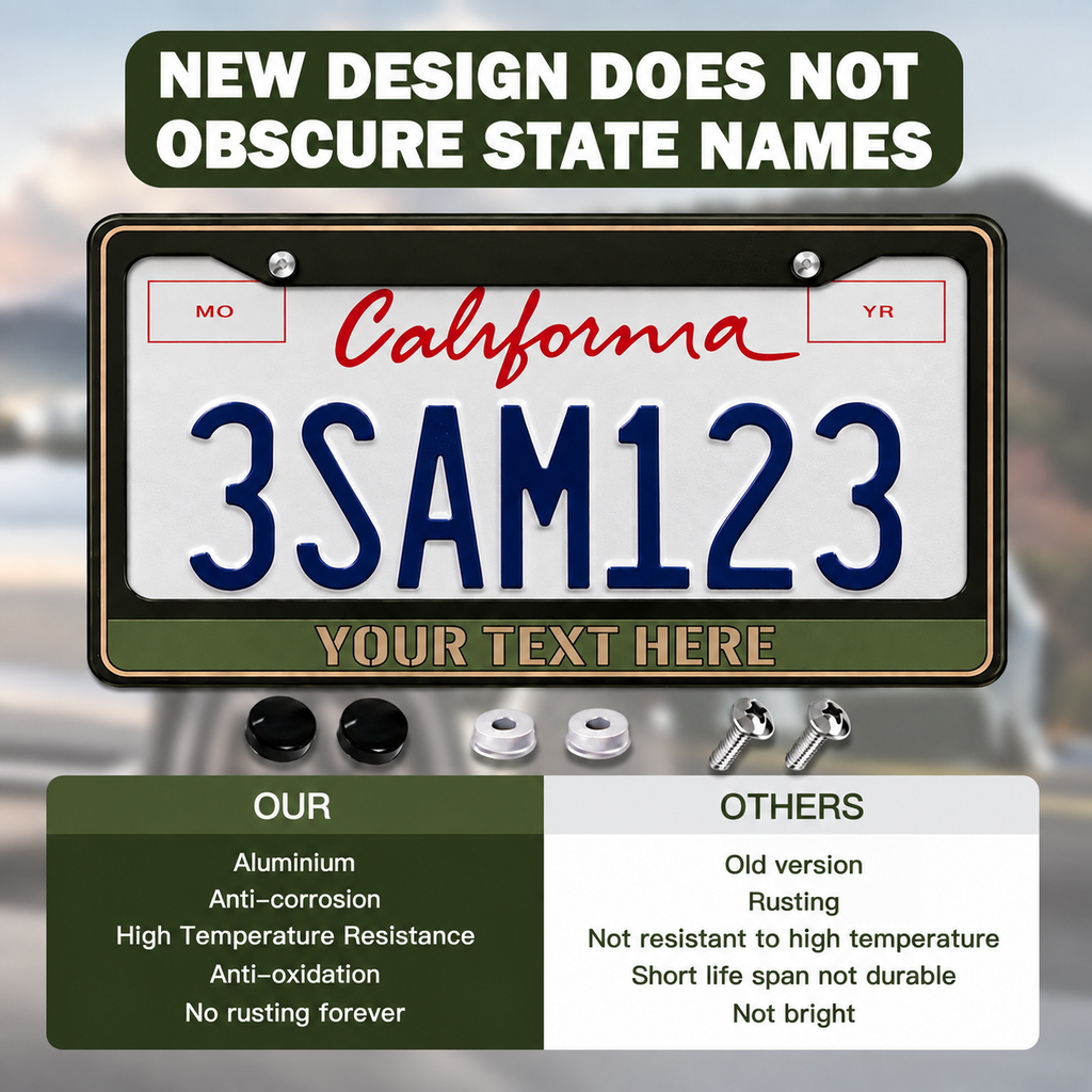 Military personalized license plate frame