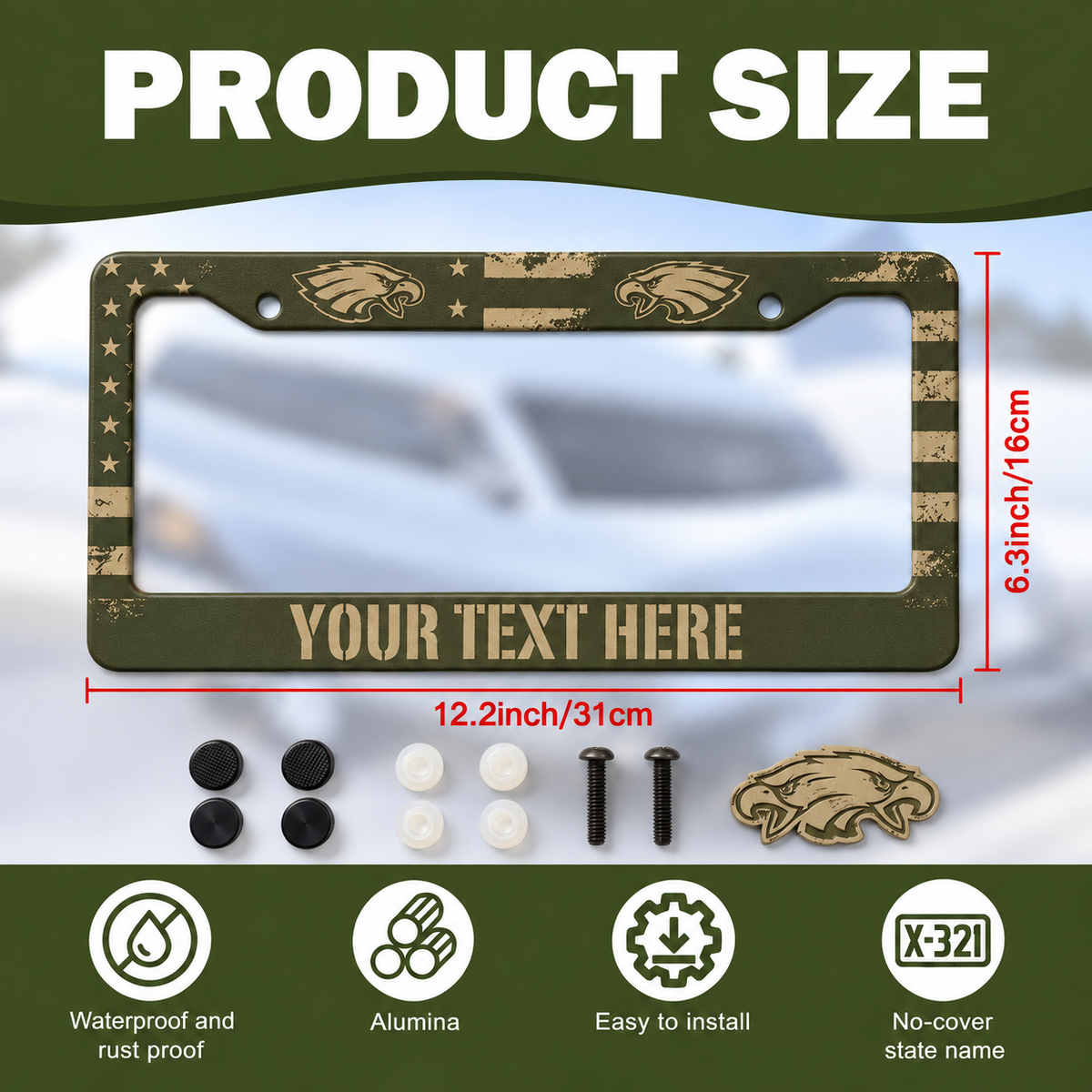 Military personalized license plate frame