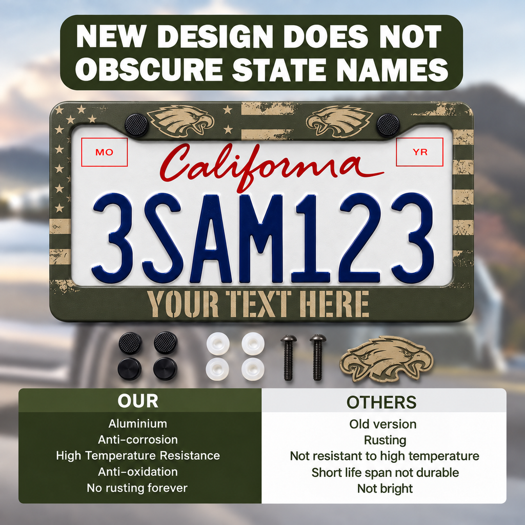 Military personalized license plate frame