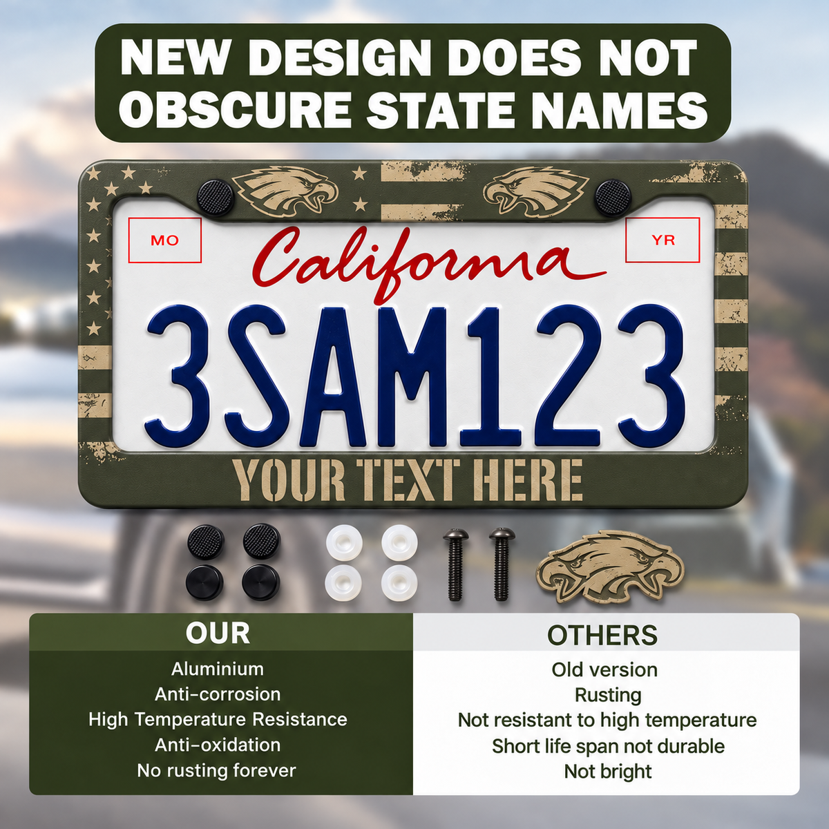 Military personalized license plate frame